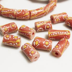 Hand Painted Flower Beads from Africa, Ethnic Jewelry Supplies, Krobo Recycled Glass Beads (AH185)