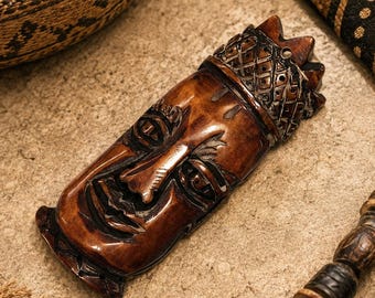 Pingente incomum com rosto africano, 99 x 37 mm, acessórios para joias étnicas, pingente marcante, pingente de máscara