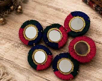 6 Afghan Kuchi Mirror Patches 50 mm, Boho bag Decor, Boho Craft Supplies