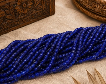 Semi Translucent Cobalt Blue Indonesian Seed Beads , Ethnic Jewelry Supplies (AM241)