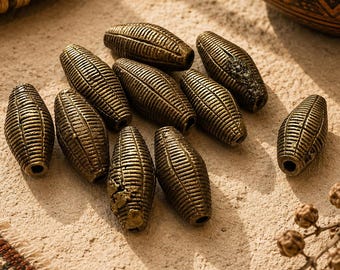 10 African Brass Beads, Tribal Spacer Beads, Ethnic Beads
