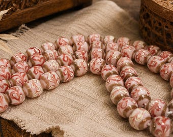 19 Pink Handmade Glass Beads, Indonesian Lampwork Beads , Ethnic Jewelry Supplies (*AM250*)