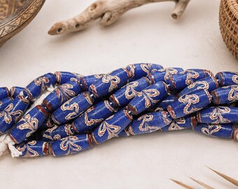 Blue Feather Beads Handmade in Indonesia , Jewelry Supplies, Ethnic Beads  (*AM253*)