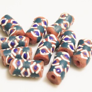 10 African Glass Beads Made In Ghana, Ethnic Beads, Colorful Recycled Beads (ac34)