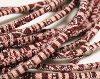 3 Meters Bordeaux Jewelry Cord, Ethnic Tribal Fabric Textile Cord, Jewelry Necklace Bracelet Stitched Fabric Cord