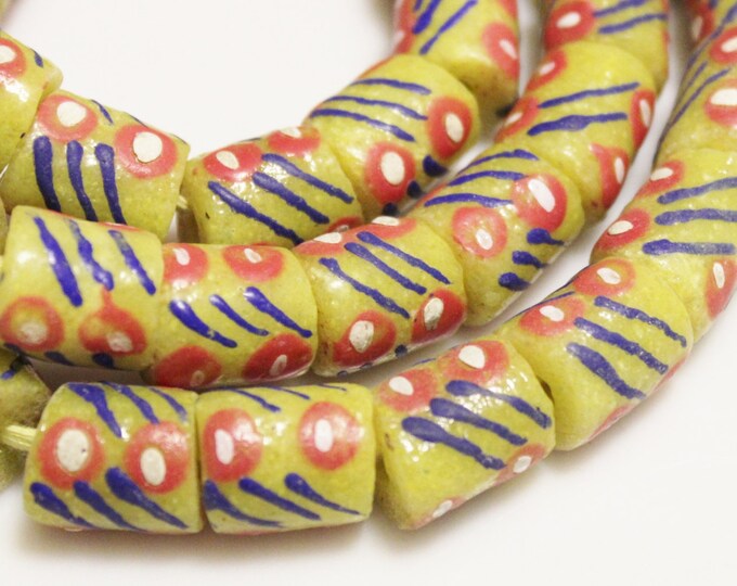 Red Blue Yellow African Beads (10) , Krobo Beads, Powder Glass Beads (AC126) - Etsy