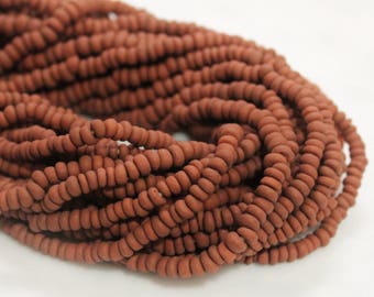 Rustic Brown Orange Indonesian Seed Beads, Ethnic Jewelry Supplies, Indo Pacific Beads (AM196)
