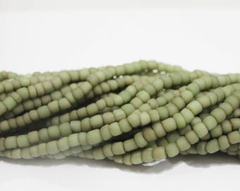 Sage Green Indonesian Seed Beads, Fair Trade Ethnic Beads, Java Glass Beads (AM231)