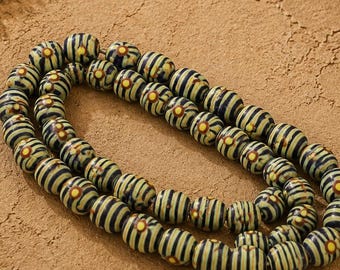 Unique Indonesian Striped Feather Beads,Lampwork Beads , Java Glass Beads,Artisan Glass Beads (*AQ29*)