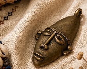 Large African Mask Pendant 96X52 mm, Tribal Pendant, Ethnic Pendant (XA568)