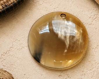 Large African Pendant made of Horn 67X63 mm, Ethnic Jewelry Making Supplies, Statement Pendant