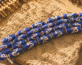 Blue Feather Beads Handmade in Indonesia , Jewelry Supplies, Ethnic Beads  (*AM253*)