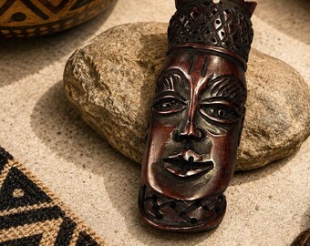 Unusual African Face Pendant 103X36 mm, Ethnic mask pendant, unusual jewelry supplies