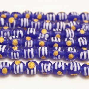 Matte Blue Indonesian Glass Beads, Lampwork Artisan Beads (W81)