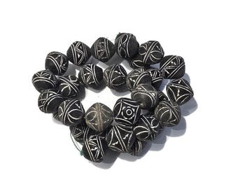 30 Terra Cotta Clay beads from Africa, Ethnic Jewelry Supplies, unique beads (BK263)