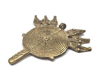 African snakes pendant 70x103 mm, Large ethnic pendant, Jewelry Making Supplies (BK257)