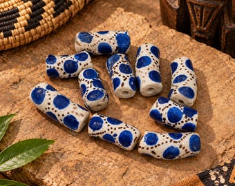 10 African Powder Glass Beads ,Krobo Beads Tribal Beads, Ethnic Beads