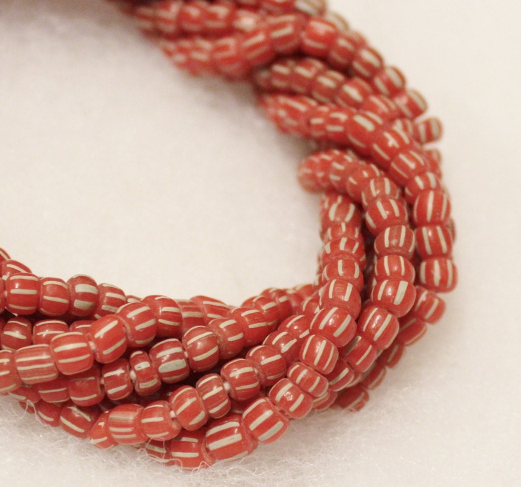 Red Indo Pacific Seed Glass Beads 22 inch Indonesian Beads Etsy