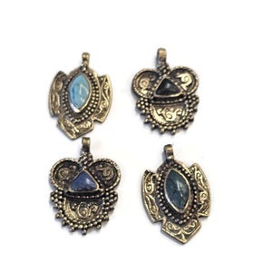 Nice Afghan Kuchi Gemstone Charm Pendants, Ethnic Charms (BK95)