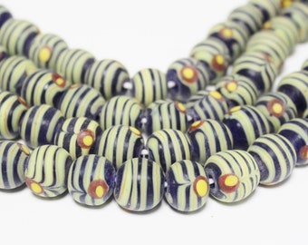 Unique Indonesian Striped Feather Beads,Lampwork Beads , Java Glass Beads,Artisan Glass Beads (*AQ29*)