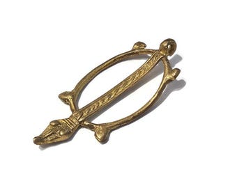 African Brass Turtle Pendant, Lost Wax Pendant, Ethnic Jewelry Supplies (BK258)