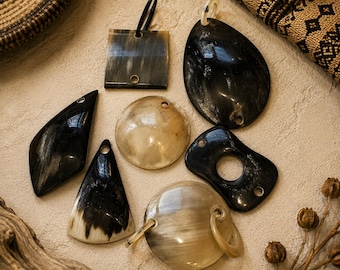 Unique Large African Horn Pendant, Ethnic Pendant, Jewelery supplies, statment pendant