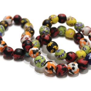 48 Multi color African Recycled Glass Beads for Jewelry Making (VA249)