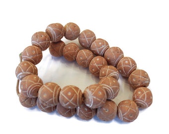 Large Natural Clay Beads From Mali, African Terra Cotta Beads, Jewelry Supplies (AZ803)