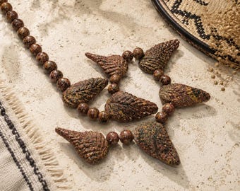40 Unique African Clay Beads, leaf beads, Pink Speckled Beads,jewelry supplies (BK119)