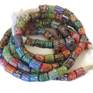 110 Hand Painted African Glass Beads Krobo Ghana, Ethnic Jewelry Supplies, Unique Beads (AZ625)