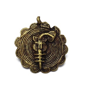 African Fish Pendant, Ethnic Jewelry Supplies, Brass Pendant (TA96)