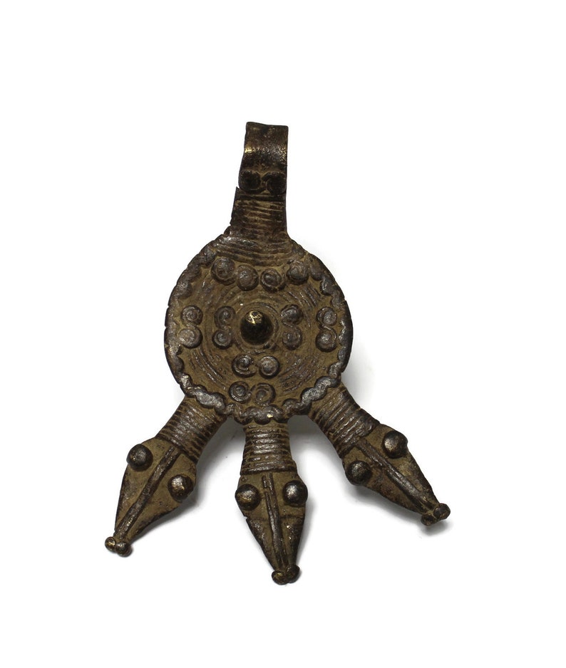SA282 Burkina Faso Triple Snake Head Pendant 113X83 mm African Tribal Pendant Ethnic Jewelry Supplies
