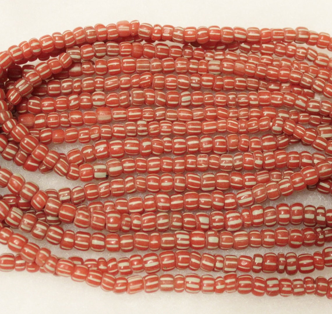 Red Indo Pacific Seed Glass Beads 22 inch Indonesian Beads Etsy