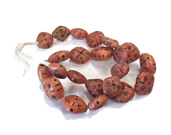Authentic Moroccan Berber Resin Beads – Handcrafted Tribal Beads for Jewelry Making-Orange Resin Beads (BK246)
