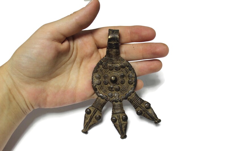 SA282 Burkina Faso Triple Snake Head Pendant 113X83 mm African Tribal Pendant Ethnic Jewelry Supplies