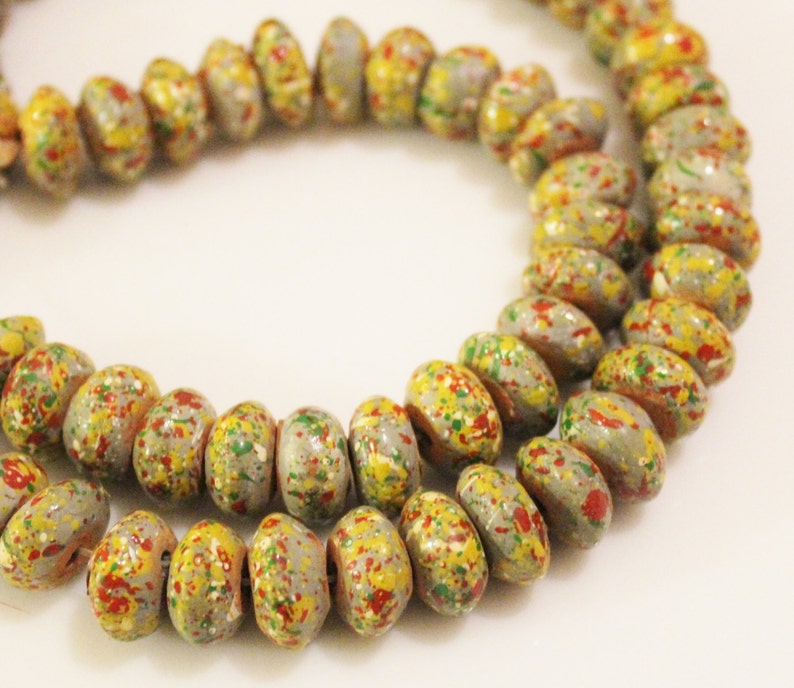 20 Artisan African Clay Beads Colorful Beads Gray Rondelle Etsy