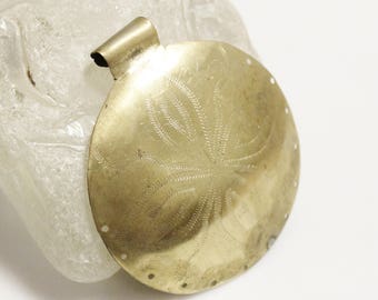 African Flower Pendant made of Brass, Big Bold Mali Tuareg Pendant,  Jewelry Supplies (AJ225)