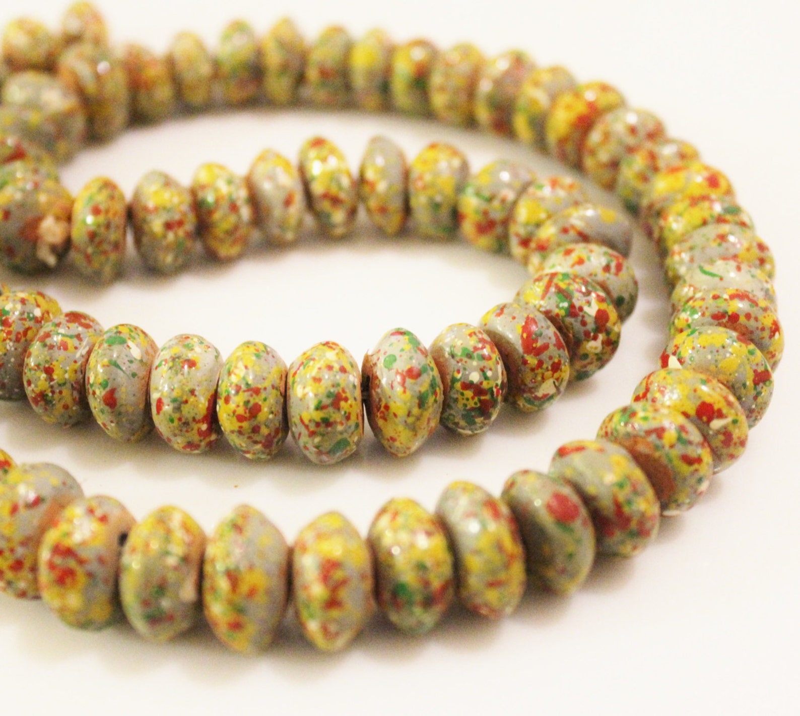 20 Artisan African Clay Beads Colorful Beads Gray Rondelle Etsy