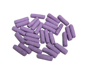30 Purple Clay Beads Handmade in India, Pipe clay beads (WA207)