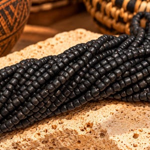Matte Black Seed Beads Made in Indonesia, Ethnic Jewelry Supplies