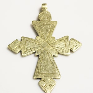 Ethiopian Brass Cross Pendant 105x75 mm, African Jewelry Supplies (AL231)