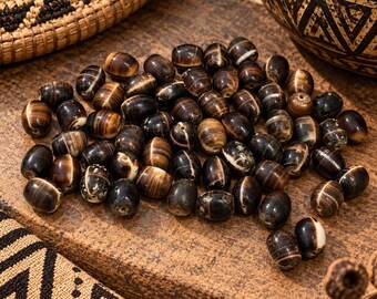 70 African Wedding Beads , Brown Bohemian Glass Beads, African Trade Beads (j26)