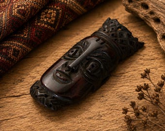 Large African Face Pendant made of Bone 82X38 mm (AZ525)