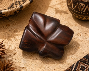 Unique Handmade African Ebony Wood Pendant 85x77 mm (WA29)