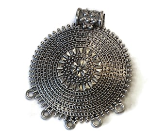 Ethnic Flower Pendant made in India 67x55 mm, Unique Jewelry Supplies (AZ421)