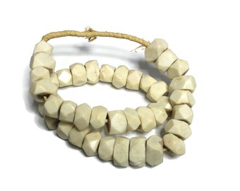 40 Large faceted Kenya bone beads, African Bone Beads For Jewelry Making  (XA163)