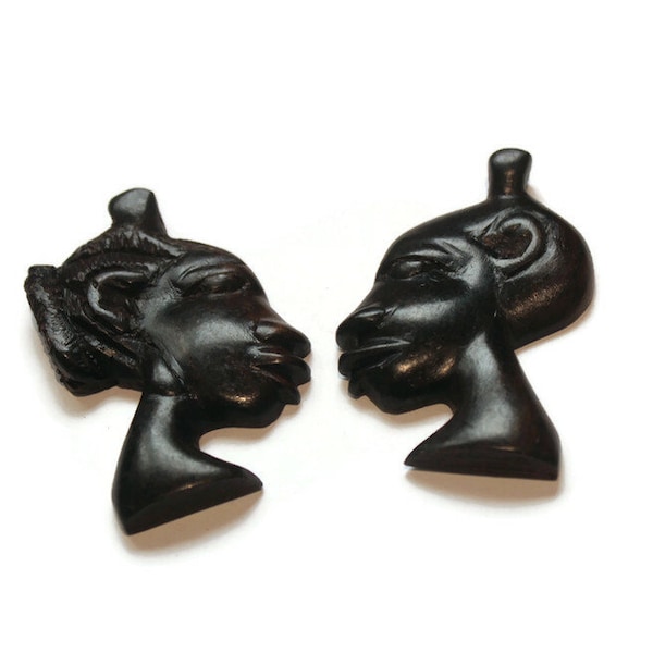 Unique African man and woman figure Pendants made of Ebony wood (AZ486)