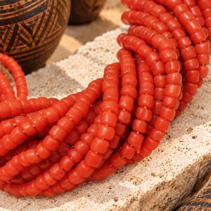 Small Red Indonesian Seed Beads , Modern Indo-Pacific Beads, Red Seed Beads (F36)