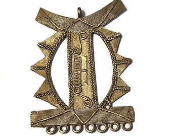 African Adinkra Ohen Adwae Pendant 105X80 mm, King's Stool Pendant, Ethnic Pendant (BK257)