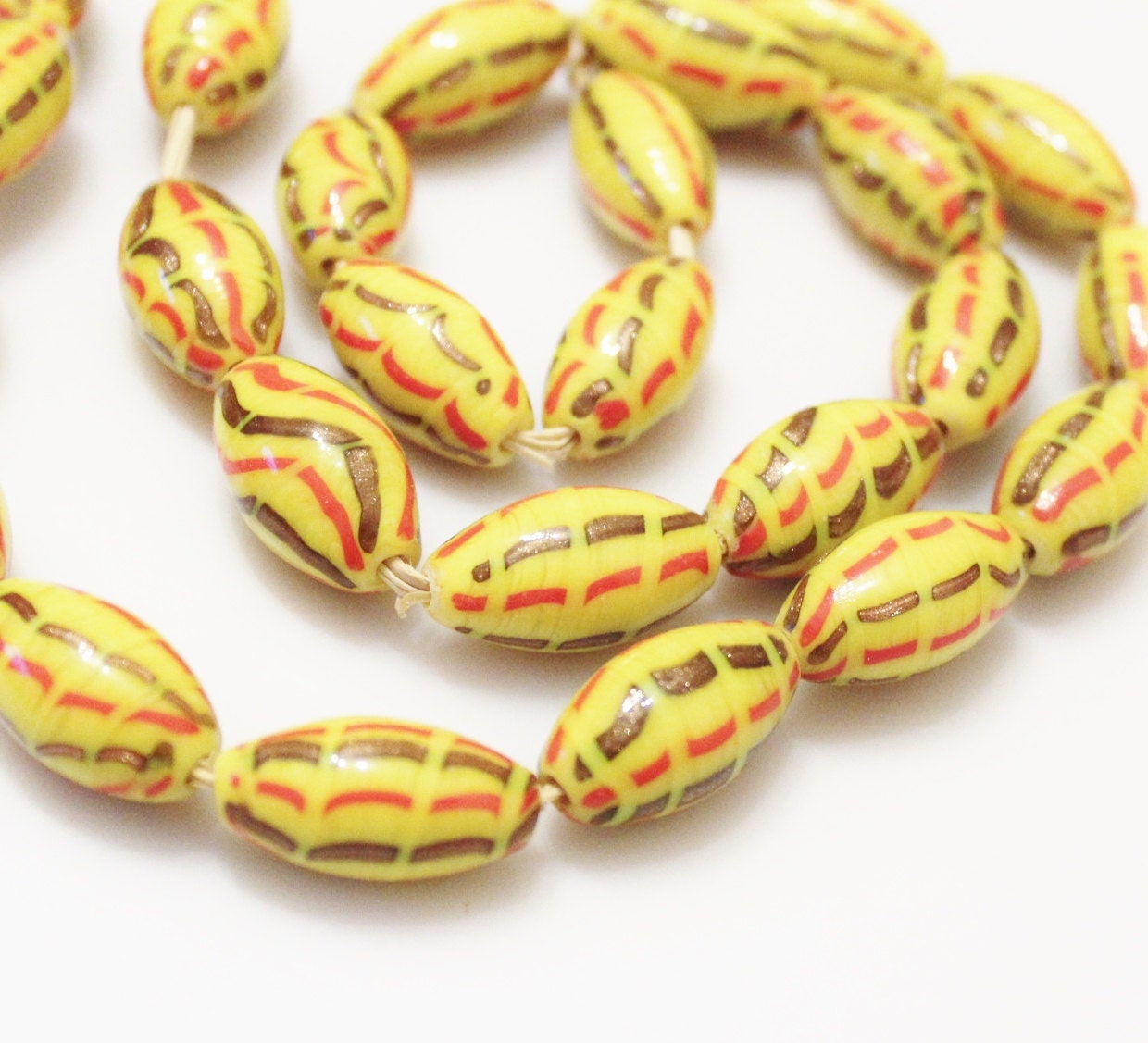Yellow African Glass Beads 10 Unique Beads Ethnic Jewelry | Etsy